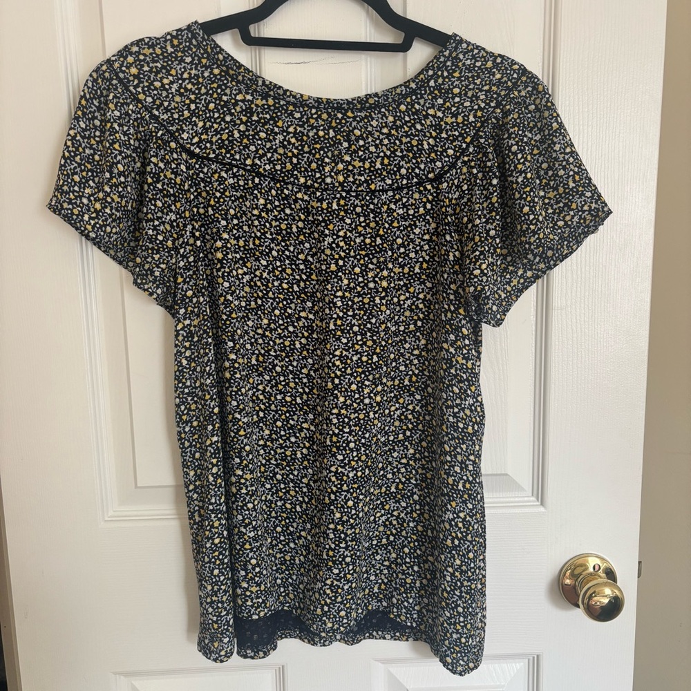 LOFT Floral Print Women's Top Blouse Flowy Boho Size S